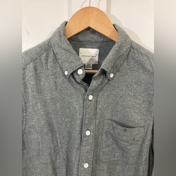 Nwt American Eagle Small button down shirt long sleeve 100% cotton gray - Picture 6 of 11